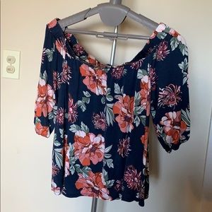 Loveappella Castania Off the Shoulder Floral Top